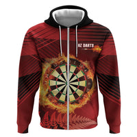 Personalised Darts New Zealand Zip Hoodie Silver Fern Red Color LT22 Zip Hoodie Red - Polynesian Pride