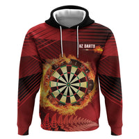Personalised Darts New Zealand Zip Hoodie Silver Fern Red Color LT22 Pullover Hoodie Red - Polynesian Pride