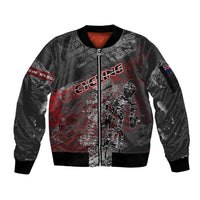 Personalised Cycling New Zealand Sleeve Zip Bomber Jacket Aotearoa Pride Sportswear LT22 Unisex Red - Polynesian Pride