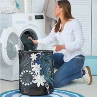 Cook Islands Maori Language Week Laundry Basket Tiare Maori Kuki Airani Blue Pattern LT22 - Polynesian Pride