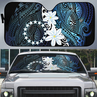 Cook Islands Maori Language Week Auto Sun Shade Tiare Maori Kuki Airani Blue Pattern LT22 Blue - Polynesian Pride