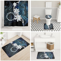 Cook Islands Maori Language Week Bathroom Set Tiare Maori Kuki Airani Blue Pattern LT22 - Polynesian Pride