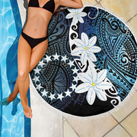 Cook Islands Maori Language Week Beach Blanket Tiare Maori Kuki Airani Blue Pattern LT22 - Polynesian Pride