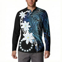 Cook Islands Maori Language Week Button Sweatshirt Tiare Maori Kuki Airani Blue Pattern LT22 - Polynesian Pride