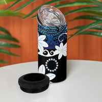 Cook Islands Maori Language Week 4 in 1 Can Cooler Tumbler Tiare Maori Kuki Airani Blue Pattern LT22 - Polynesian Pride