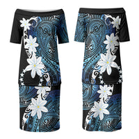 Cook Islands Maori Language Week Couples Matching Puletasi and Hawaiian Shirt Tiare Maori Kuki Airani Blue Pattern LT22 - Polynesian Pride