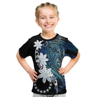 Cook Islands Maori Language Week Kid T Shirt Tiare Maori Kuki Airani Blue Pattern