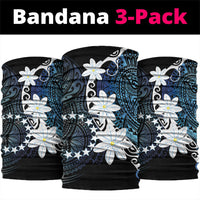 Cook Islands Maori Language Week Neck Gaiter Tiare Maori Kuki Airani Blue Pattern LT22 package One Size: 25*50cm Blue - Polynesian Pride