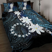 Cook Islands Maori Language Week Quilt Bed Set Tiare Maori Kuki Airani Blue Pattern LT22 Blue - Polynesian Pride