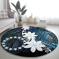 Cook Islands Maori Language Week Round Carpet Tiare Maori Kuki Airani Blue Pattern LT22 - Polynesian Pride