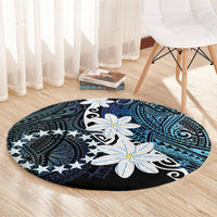 Cook Islands Maori Language Week Round Carpet Tiare Maori Kuki Airani Blue Pattern LT22 - Polynesian Pride