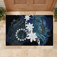 Cook Islands Maori Language Week Rubber Doormat Tiare Maori Kuki Airani Blue Pattern LT22 Blue - Polynesian Pride