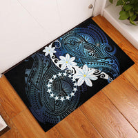 Cook Islands Maori Language Week Rubber Doormat Tiare Maori Kuki Airani Blue Pattern LT22 - Polynesian Pride
