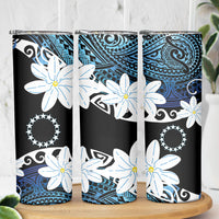 Cook Islands Maori Language Week Skinny Tumbler Tiare Maori Kuki Airani Blue Pattern LT22 - Polynesian Pride