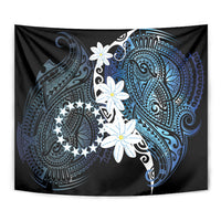 Cook Islands Maori Language Week Tapestry Tiare Maori Kuki Airani Blue Pattern LT22 - Polynesian Pride