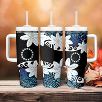 Cook Islands Maori Language Week Tumbler With Handle Tiare Maori Kuki Airani Blue Pattern LT22 - Polynesian Pride