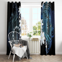 Cook Islands Maori Language Week Window Curtain Tiare Maori Kuki Airani Blue Pattern LT22 - Polynesian Pride