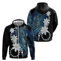 Cook Islands Maori Language Week Zip Hoodie Tiare Maori Kuki Airani Blue Pattern LT22 - Polynesian Pride