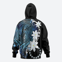 Cook Islands Maori Language Week Zip Hoodie Tiare Maori Kuki Airani Blue Pattern LT22 - Polynesian Pride