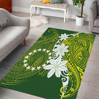 Cook Islands Maori Language Week Area Rug Tiare Maori Kuki Airani Green Pattern LT22 - Polynesian Pride
