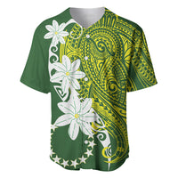 Cook Islands Maori Language Week Baseball Jersey Tiare Maori Kuki Airani Green Pattern LT22 Green - Polynesian Pride