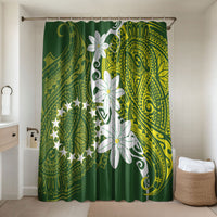 Cook Islands Maori Language Week Bathroom Set Tiare Maori Kuki Airani Green Pattern LT22 Shower Curtain Only Green - Polynesian Pride