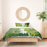 Cook Islands Maori Language Week Bedding Set Tiare Maori Kuki Airani Green Pattern LT22 - Polynesian Pride
