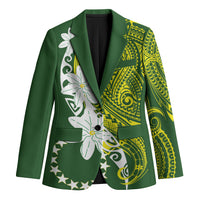 Cook Islands Maori Language Week Blazer Tiare Maori Kuki Airani Green Pattern LT22 Unisex Green - Polynesian Pride