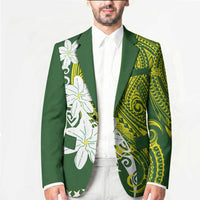 Cook Islands Maori Language Week Blazer Tiare Maori Kuki Airani Green Pattern LT22 - Polynesian Pride