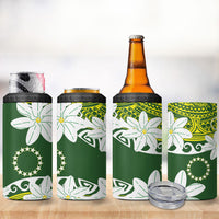 Cook Islands Maori Language Week 4 in 1 Can Cooler Tumbler Tiare Maori Kuki Airani Green Pattern LT22 - Polynesian Pride