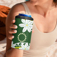 Cook Islands Maori Language Week 4 in 1 Can Cooler Tumbler Tiare Maori Kuki Airani Green Pattern LT22 - Polynesian Pride