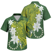 Cook Islands Maori Language Week Family Matching Short Sleeve Bodycon Dress and Hawaiian Shirt Tiare Maori Kuki Airani Green Pattern LT22 Son's Shirt Green - Polynesian Pride