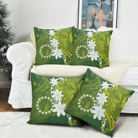 Cook Islands Maori Language Week Pillow Cover Tiare Maori Kuki Airani Green Pattern LT22 - Polynesian Pride