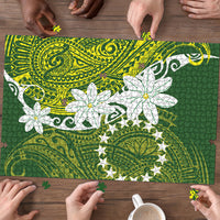 Cook Islands Maori Language Week Puzzle Tiare Maori Kuki Airani Green Pattern LT22 - Polynesian Pride