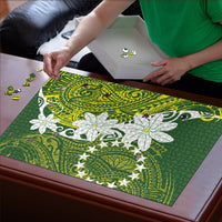 Cook Islands Maori Language Week Puzzle Tiare Maori Kuki Airani Green Pattern LT22 - Polynesian Pride