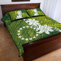 Cook Islands Maori Language Week Quilt Bed Set Tiare Maori Kuki Airani Green Pattern LT22 - Polynesian Pride