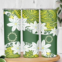Cook Islands Maori Language Week Skinny Tumbler Tiare Maori Kuki Airani Green Pattern LT22 - Polynesian Pride