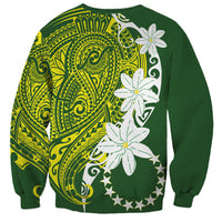 Cook Islands Maori Language Week Sweatshirt Tiare Maori Kuki Airani Green Pattern LT22 - Polynesian Pride