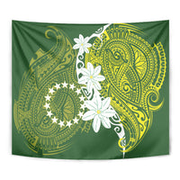 Cook Islands Maori Language Week Tapestry Tiare Maori Kuki Airani Green Pattern LT22 - Polynesian Pride