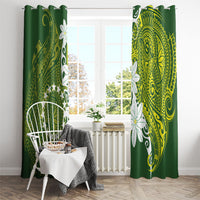 Cook Islands Maori Language Week Window Curtain Tiare Maori Kuki Airani Green Pattern LT22 - Polynesian Pride