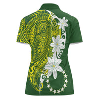 Cook Islands Maori Language Week Women Polo Shirt Tiare Maori Kuki Airani Green Pattern LT22 - Polynesian Pride