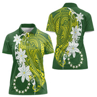 Cook Islands Maori Language Week Women Polo Shirt Tiare Maori Kuki Airani Green Pattern LT22 - Polynesian Pride
