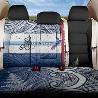 Personalised Cycling New Zealand Back Car Seat Cover Aotearoa Map Fern Maori Pattern LT22 One Size Blue - Polynesian Pride