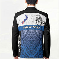Personalised Cycling New Zealand Blazer Aotearoa Map Fern Maori Pattern LT22 - Polynesian Pride