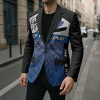 Personalised Cycling New Zealand Blazer Aotearoa Map Fern Maori Pattern LT22 - Polynesian Pride