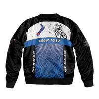 Personalised Cycling New Zealand Bomber Jacket Aotearoa Map Fern Maori Pattern LT22 - Polynesian Pride