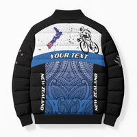 Personalised Cycling New Zealand Bomber Puffer Jacket Aotearoa Map Fern Maori Pattern LT22 - Polynesian Pride