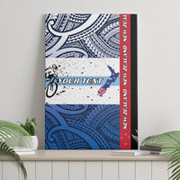 Personalised Cycling New Zealand Canvas Wall Art Aotearoa Map Fern Maori Pattern LT22 - Polynesian Pride