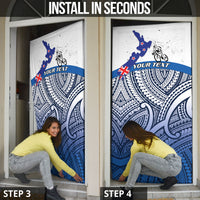 Personalised Cycling New Zealand Door Cover Aotearoa Map Fern Maori Pattern LT22 - Polynesian Pride