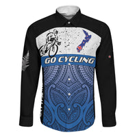 Personalised Cycling New Zealand Family Matching Long Sleeve Bodycon Dress and Hawaiian Shirt Aotearoa Map Fern Maori Pattern
